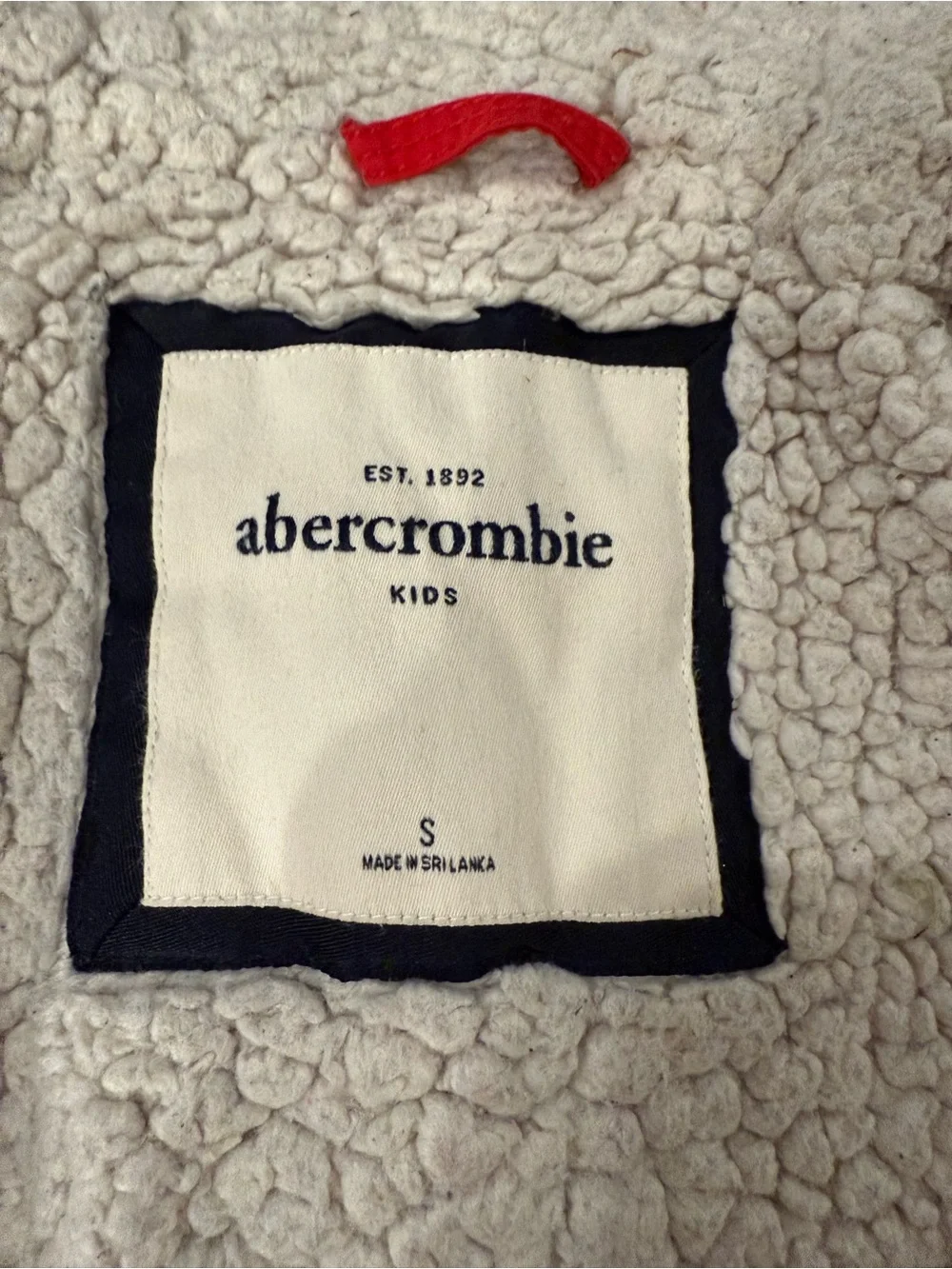 Abercrombie & Fitch Red Hooded Puffer Jacket with Sherpa Lining